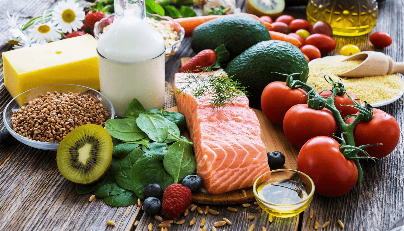 A colorful selection of fresh foods